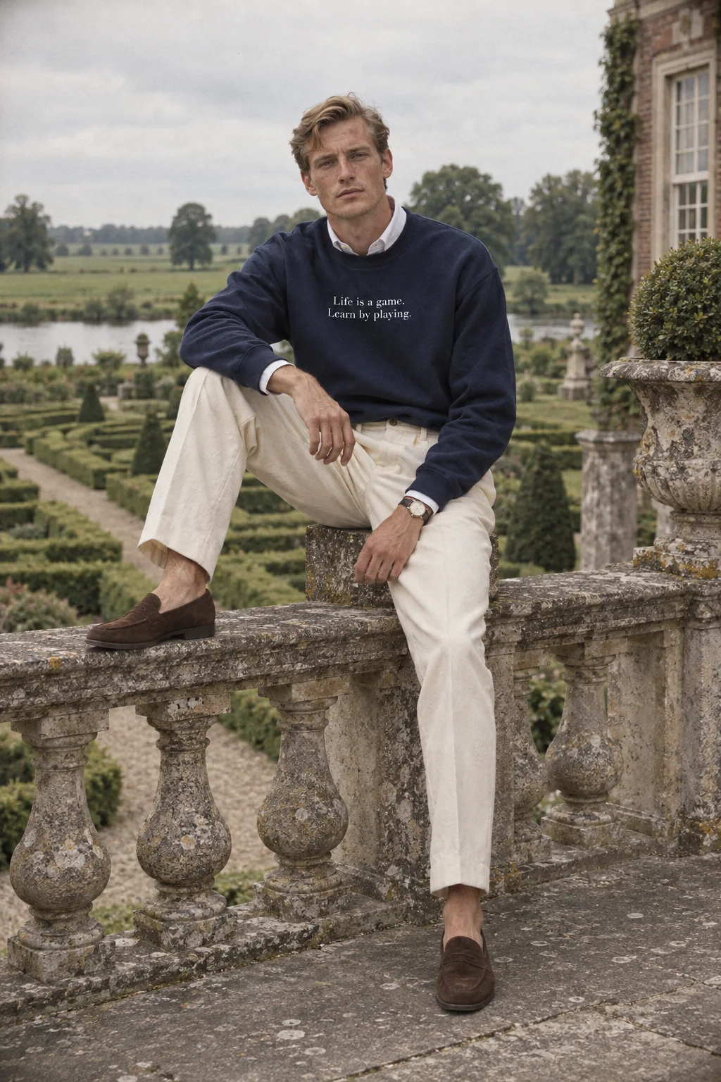 On the balustrade of a Dutch country house on the Vecht
